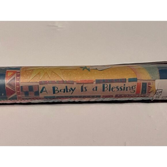 Hallmark Vintage Gift Wrap “A Baby is a Blessing” Noah’s Ark New Sealed - Picture 3 of 8